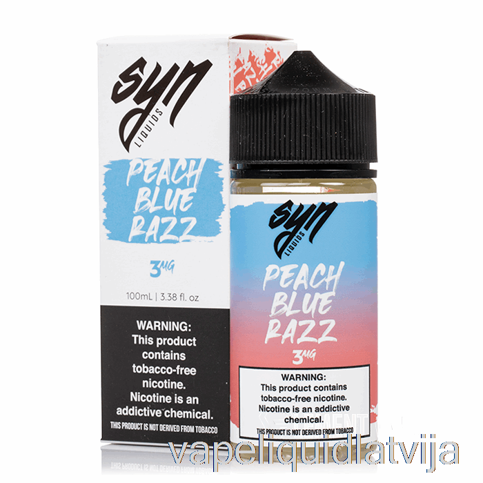 Persiku Zils Razz - Syn Liquid - 100ml 3mg Vape šķidrums